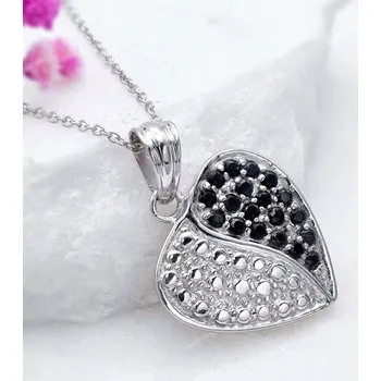 Přívěsek STŘÍBRNÝ PŘÍVĚSEK SRDCE S PŘÍRODNÍMI SAFÍRY