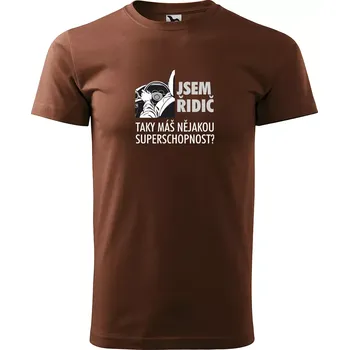 Pánské tričko Sablio Tričko s potiskem Jsem řidič, taky máš nějakou superschopnost? - hnědé S
