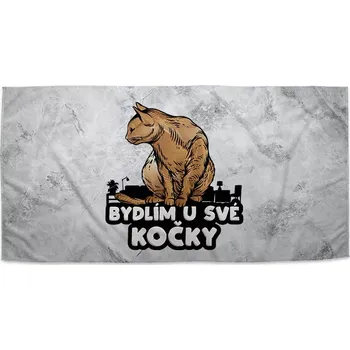 Sablio Ručník Bydlím u své kočky - 70x140 cm