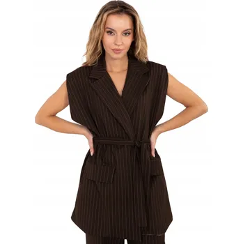 Tmavě hnědá elegantní oversize vesta S/M – Stylowý Věšák
