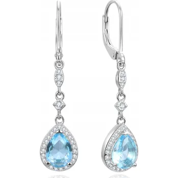 Náušnice Beneto Nádherné stříbrné náušnice se světle modrými zirkony AGUC3296