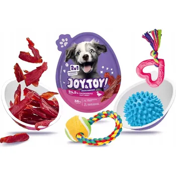 Pamlsek pro psa Svačinka pamlsek JOY TOY s příchutí KACHNY + hračka -překvapení, 1 ks.
