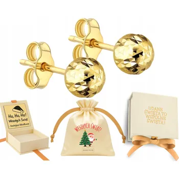 Náušnice ZLATÉ NÁUŠNICE S DIAMANTOVÝMI KULIČKAMI VELKÉ 8 MM STŘÍBRO 925