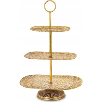 Podnos patrová zlatá kovová na dort ovoce glamour dekorace