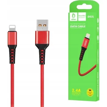Datový kabel Kabel Denmen USB - Apple Lightning 1 m červený