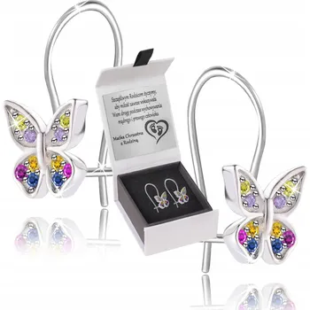 Náušnice NÁUŠNICE BAREVNÉ MOTÝLKY PRO DÍVKU GRAVÍROVÁNÍ