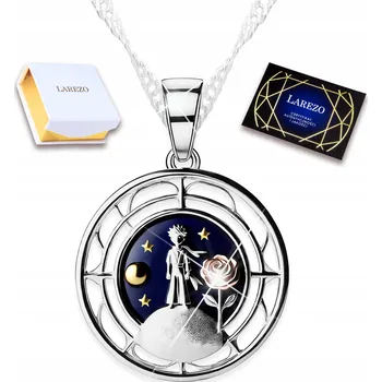 Náhrdelník Stříbrný Náhrdelník Malý Princ s Liškou Kosmos Liška Hvězdy Růže STŘÍBRO 925