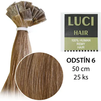 Prodloužené vlasy LCH odstín 6 délka 50 cm - 25 pramenů