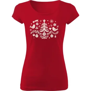 Dámské tričko Tričko s potiskem Vánoční folklorní motiv 2 dámské