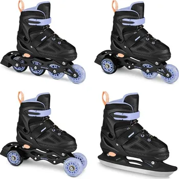 Kolečkové brusle Brusle 4v1 Spokey QUATTRO, černo-fialové 30-33