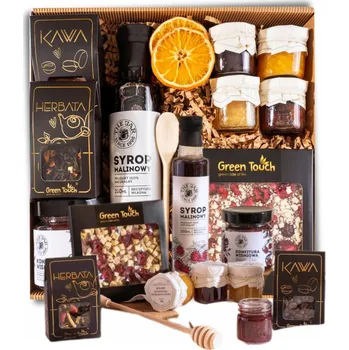 Dárkový potravinový koš Dárkový koš SADA ČAJ KÁVA BOX dárek ČOKOLÁDA SIRUP NAROZENINY