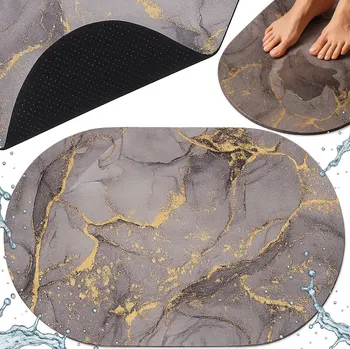 Koupelnová předložka KOUPELNOVÁ PŘEDLOŽKA KULATÝ RYCHLESCHNOUCÍ 40x60 PĚNOVÁ ROHOŽKA DO KOUPELNY