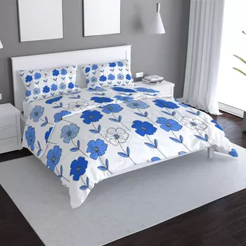 Povlečení Sablio Povlečení Modré květiny - 140x200 / 90x70
