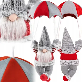 Vánoční dekorace VÁNOČNÍ SKŘÍTEK S PADÁKEM TRPASLÍK GNÓM ZÁVĚS LÉTAJÍCÍ ŠEDÝ VZ1