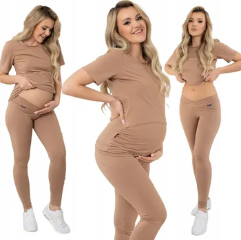 Dámské legíny Formommy těhotenské legíny dlouhé bavlna hnědé velikost 6XL