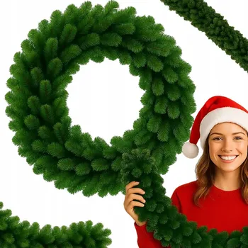 Vánoční dekorace UMĚLÁ VÁNOČNÍ GIRLANDA ZELENÁ HUSTÁ SVÁTEČNÍ 2,7 M