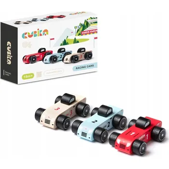 Dřevěná hračka Dřevěná závodní auta 3 ks 18m+ Cubika