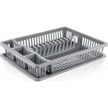 Odkapávač na nádobí Odkapávač na nádobí sušák do kuchyně s táckou 46,5x37cm Banquet Šedý