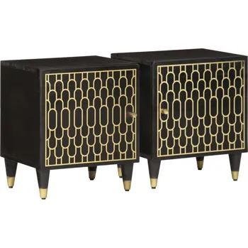 Noční stolek vidaXL Noční stolky 2 ks 40 x 33 x 46 cm masivní mangovníkové dřevo [358245] Barva: Černá