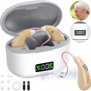 Sluchadlo Závěsné Zesilovač Zvuku Levé Pravé Nabíjecí Stanice Pro Seniory