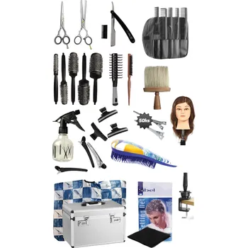 Kosmetická sada Základní sada pomůcek SOU obor kadeřnice s hliníkovým kufříkem a cvičnou hlavou Lisa pro leváky SADA VII Jaguar Relax