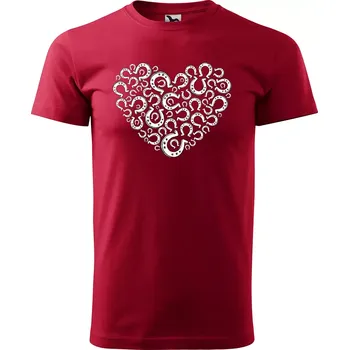 Pánská móda Sablio Tričko s potiskem pro koňáky Srdce z podkov - červené 2XL
