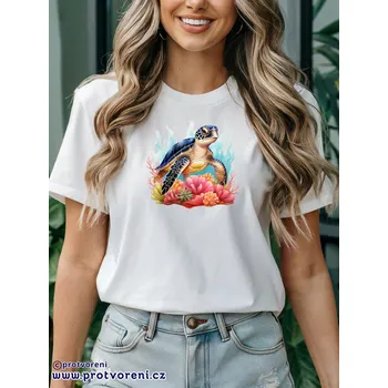 Dámské tričko Trička s potiskem Tričko s potiskem, ŽELVA u korálů , 1 ks zvolte VELIKOST textilu ZDE:: M- velikost typ Beagle