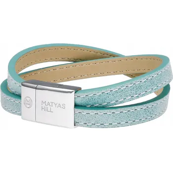 Náramek MATYAS HILL Dámský kožený náramek CLARITY MINT 16,5 cm