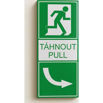 Traiva s.r.o. Táhnout - zleva doprava Táhnout - zprava doleva fotoluminiscenční samolepka na dveře nouzového východu Verze: Samolepka 100 x 200 mm tl. 0.4 mm - fotoluminiscenční - Kód: 02642