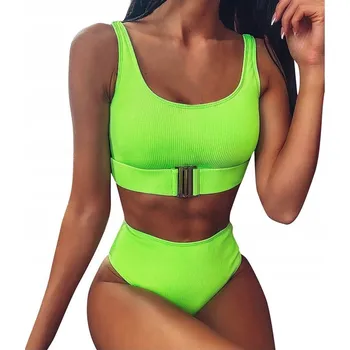 Dámské plavky DÁMSKÉ DVOUDÍLNÉ PLAVKY S VYSOKÝM PASEM, BIKINI TOP, VELIKOST S