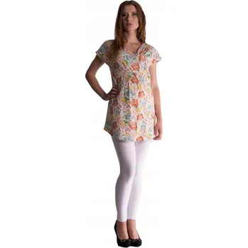 Dámská tunika Těhotenská asymetrická tunika s barevnými květy - lososová, S/M