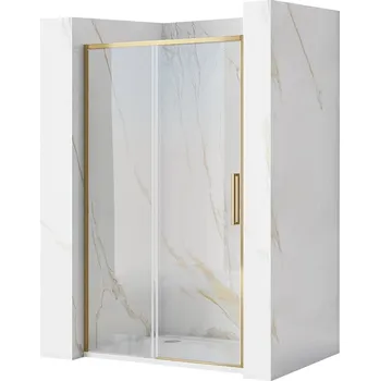 Sprchové dveře Jednokřídlé posuvné sprchové dveře REA RAPID SLIDE 150 cm pro instalaci do niky, zlatá kartáčovaná - bez vaničky