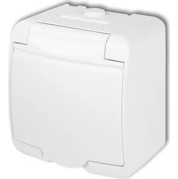 Elektrická zásuvka Jednotlivá hermetická nástěnná zásuvka s klapkou IP54 Karlik Junior GHE-1