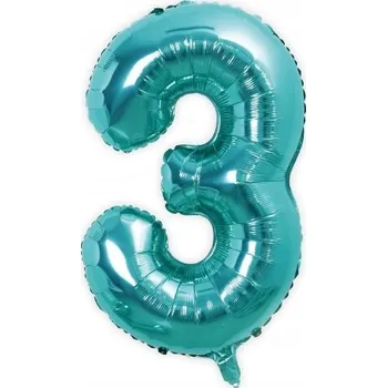Balónek Fóliový balónek Číslice 3, tyrkysový Tiffany, 92 cm
