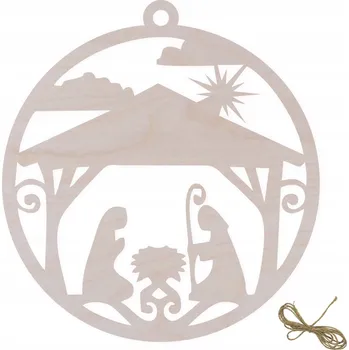 Vánoční dekorace Vánoční Koule Dřevěná na vánoční stromeček Vánoční přívěsek Stáj Ježíška Marie 9 Cm