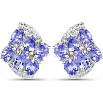 Náušnice Stříbrné Náušnice s Přírodním Tanzanitem