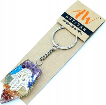 PŘÍVĚSEK NA KLÍČE na klíče HAMSA Přírodní kameny Barevný Orgonit Symbol čakry