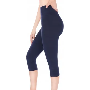 Dámské legíny Dámské 3/4 legíny rybářky bavlněné s vysokým pasem tmavě modré S