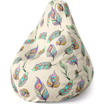 Sedací pytel Sablio Sedací vak Pear Paví peříčka - 70 x 95 x 15 cm