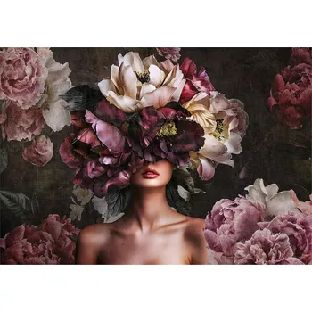 Fototapeta FOTOTAPETA ŽENA KVĚTY VINTAGE LOŽNICE OBÝVACÍ POKOJ TAPETA VLIESOVÁ 200x140