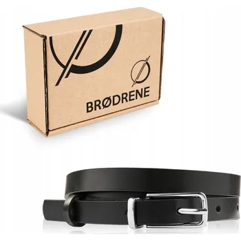 Opasek Kožený Opasek Dámský černý tenký pásek k šatům, kalhotám Brodrene 100 cm