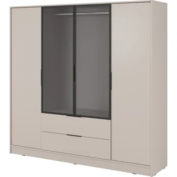 Šatní skříň Skříň kašmír 206 cm s rýhovaným sklem moderní posuvná zásuvky