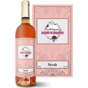 Víno Sablio Růžové víno Gratulujeme nevěstě a ženichovi: 0,75 l