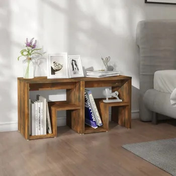 Noční stolek Noční stolky, 2 ks, kouřový dub, 40x30x40 cm