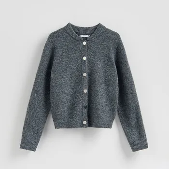 Dámský svetr Reserved - Kardigan s příměsí vlny - středně šedá - 259HI-85M - 259HI-85M-L