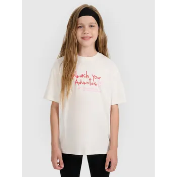 Dívčí oblečení 4F dětské tričko bílé bavlna velikost 134