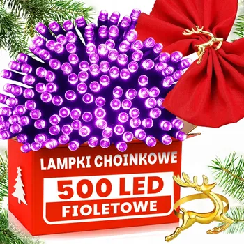 Vánoce STYLOVÉ VÁNOČNÍ OSVĚTLENÍ NA STROMEČEK 500 LED FIALOVÉ VNITŘNÍ/VENKOVNÍ SVÁTEČNÍ +