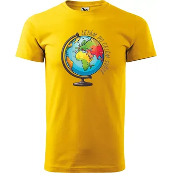 Pánské tričko Sablio Tričko s potiskem Létám po celém světě - žluté S