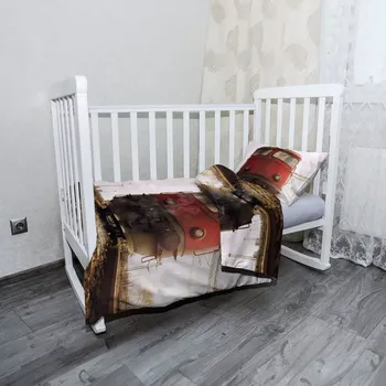 Povlečení Sablio Mikroplyšové dětské povlečení do postýlky Červený vlak na kolejích - 100x135 / 40x60