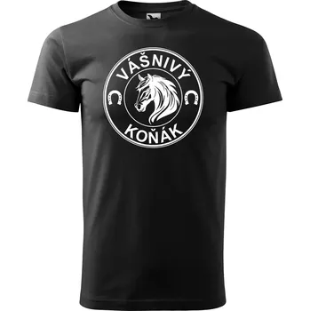 Pánské tričko Sablio Tričko s potiskem Vášnivý koňák - černé 5XL